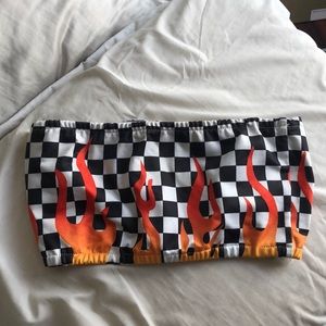 Flame 🔥 and checkers tube top